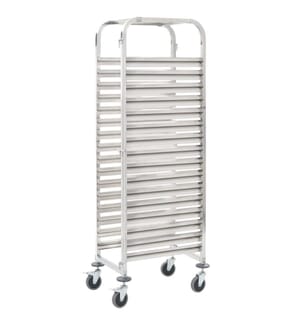 Tablettwagen für 16 Tabletts 38x55x163 cm Edelstahl