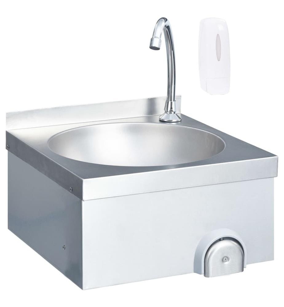 Handwaschbecken mit Wasserhahn und Seifenspender Edelstahl