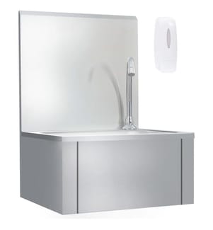 Handwaschbecken mit Wasserhahn und Seifenspender Edelstahl