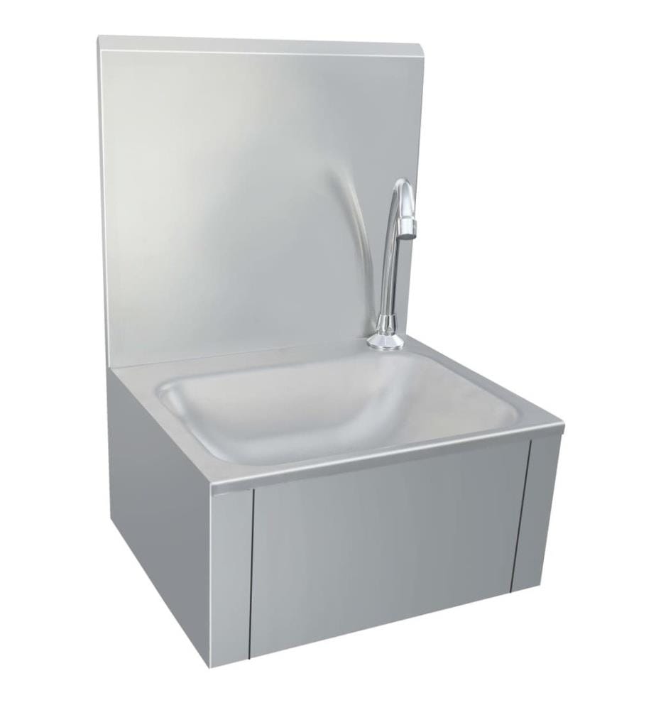 Handwaschbecken mit Wasserhahn und Seifenspender Edelstahl