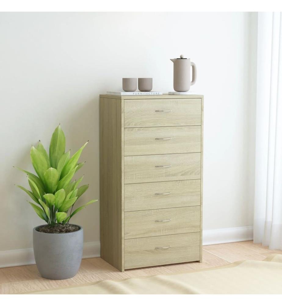 Sideboard 6 Schubladen Sonoma-Eiche 50x34x96 cm Holzwerkstoff