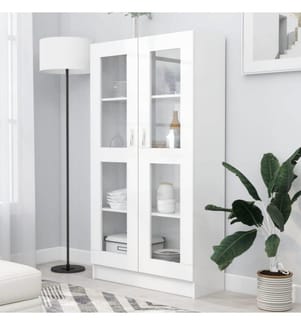 Vitrinenschrank Weiss 82,5x30,5x150 cm Holzwerkstoff