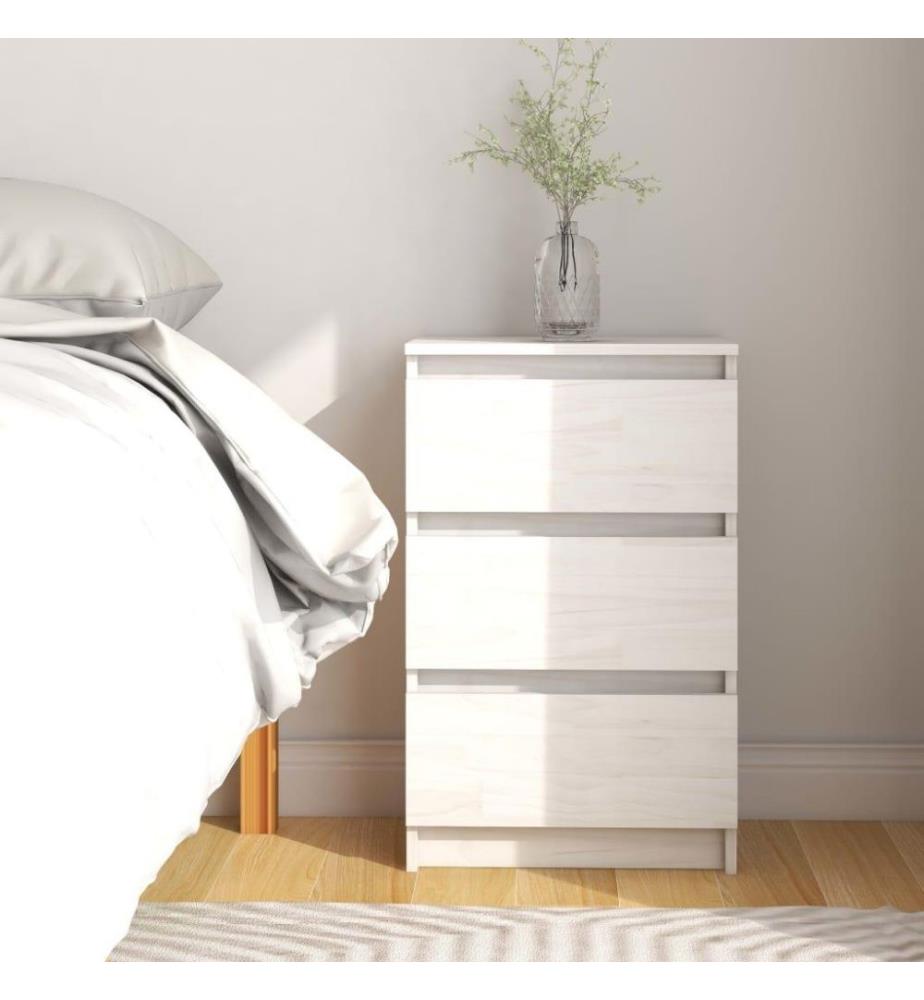 Table de chevet Blanc 40x29,5x64 cm Bois de pin solide
