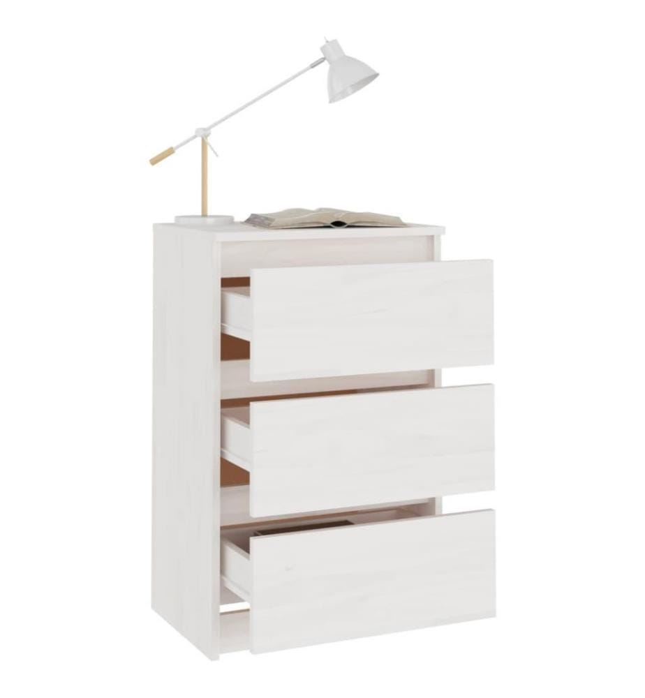 Table de chevet Blanc 40x29,5x64 cm Bois de pin solide