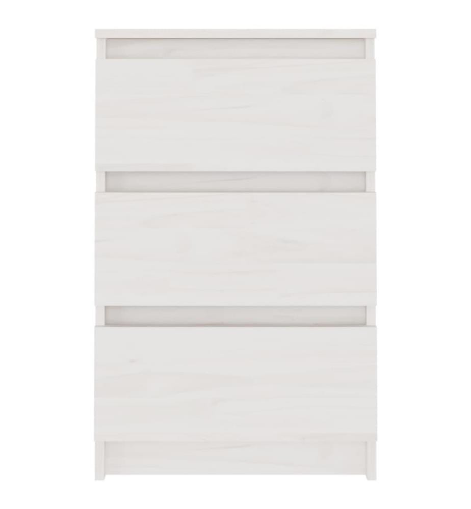 Table de chevet Blanc 40x29,5x64 cm Bois de pin solide