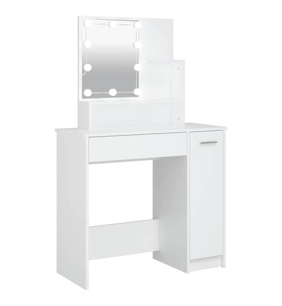Schminktisch mit LED Weiss 86,5x35x136 cm
