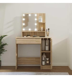 Schminktisch mit LED Sonoma-Eiche 86,5x35x136 cm