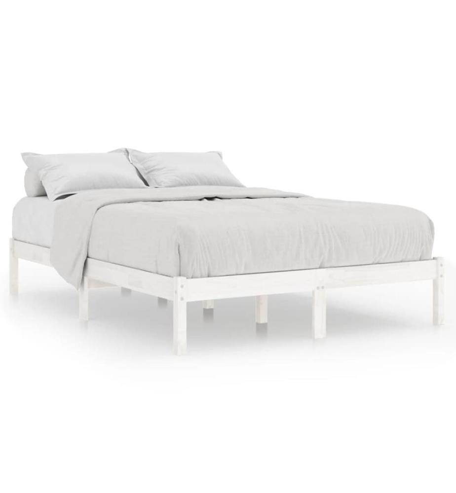 Cadre de lit sans matelas blanc bois massif