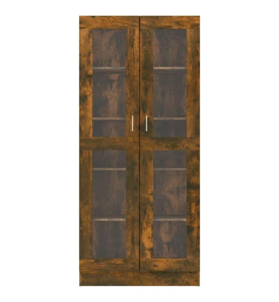 Vitrinenschrank Räuchereiche 82,5x30,5x185,5 cm Holzwerkstoff