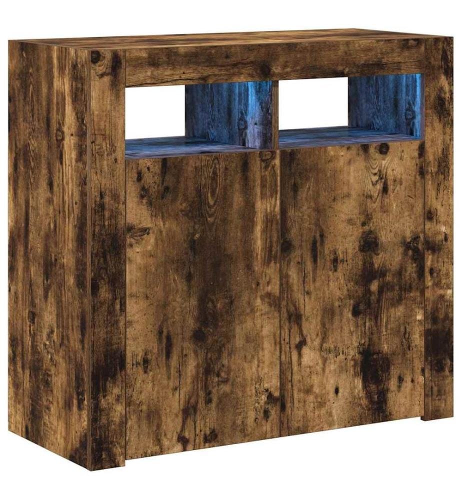 Sideboard mit LED-Beleuchtung Räuchereiche 80x35x75 cm