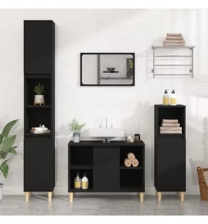 Waschbeckenunterschrank Schwarz 80x33x60 cm Holzwerkstoff
