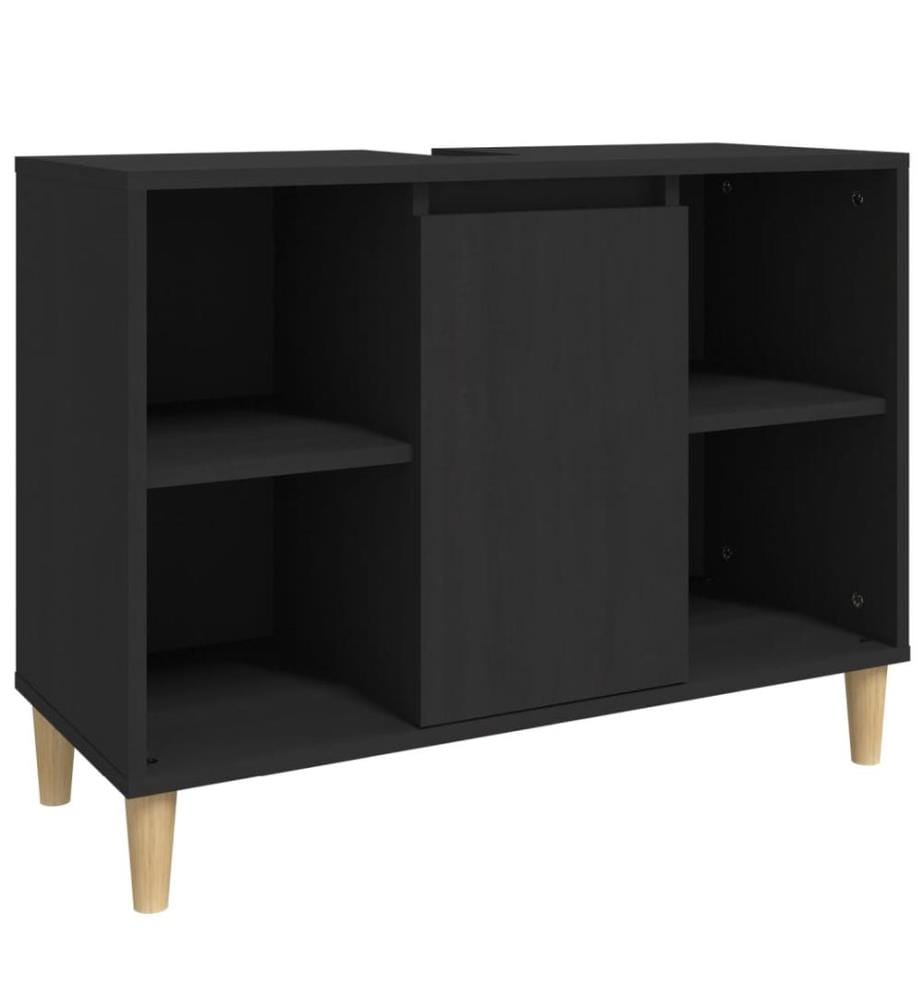 Waschbeckenunterschrank Schwarz 80x33x60 cm Holzwerkstoff