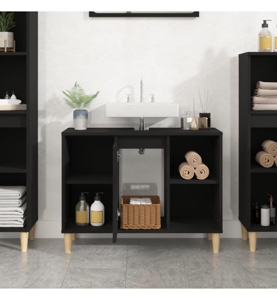Waschbeckenunterschrank Schwarz 80x33x60 cm Holzwerkstoff