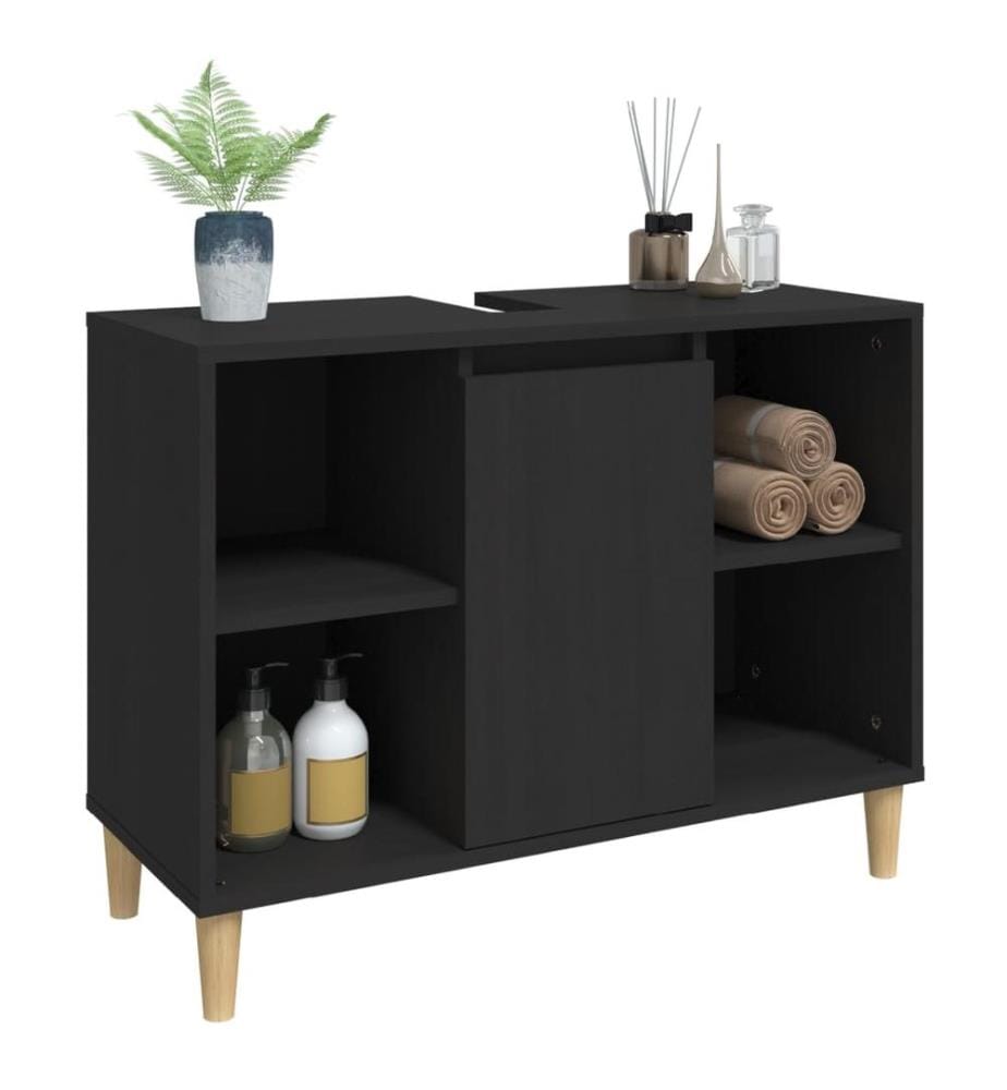 Waschbeckenunterschrank Schwarz 80x33x60 cm Holzwerkstoff