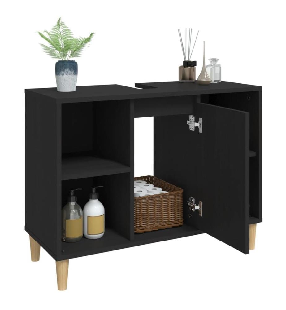 Waschbeckenunterschrank Schwarz 80x33x60 cm Holzwerkstoff
