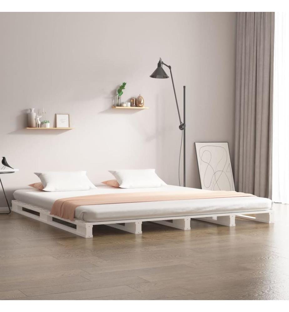 Palettenbett Weiss 180x200 cm Massivholz