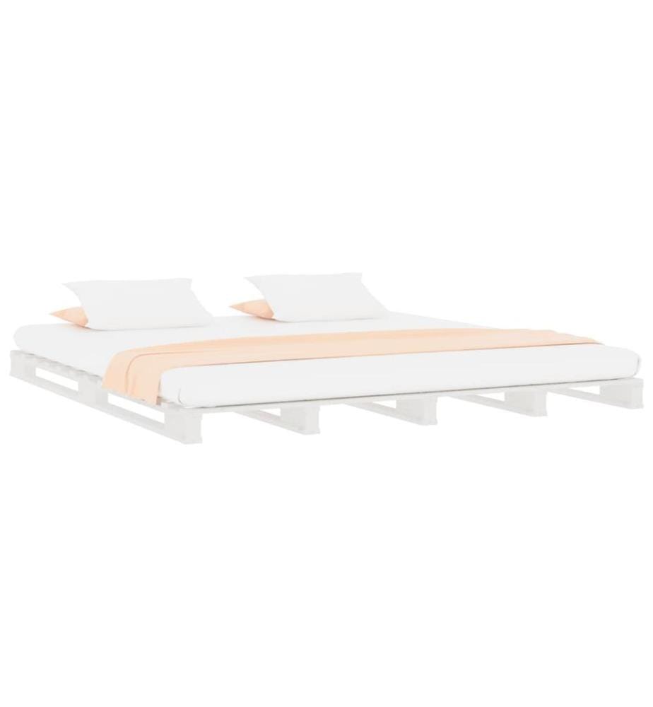 Palettenbett Weiss 180x200 cm Massivholz