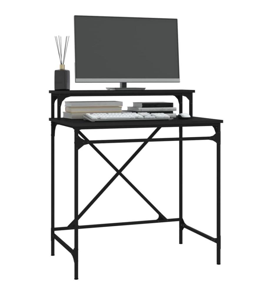 Bureau noir 80x50x90 cm bois d'ingénierie et fer