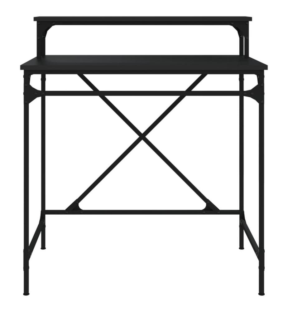 Bureau noir 80x50x90 cm bois d'ingénierie et fer