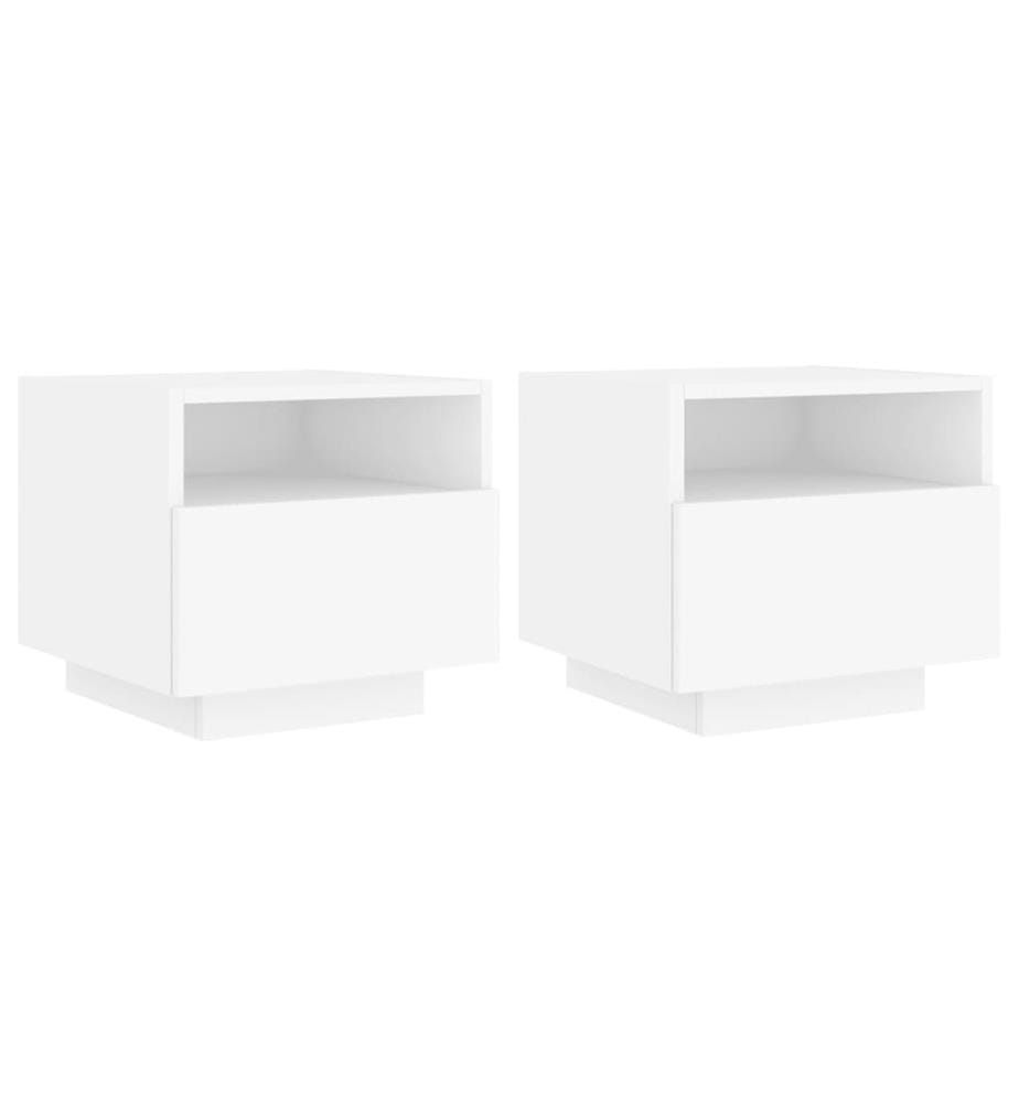 Nachttische mit LED-Leuchten 2 Stk. Weiss 40x39x37 cm