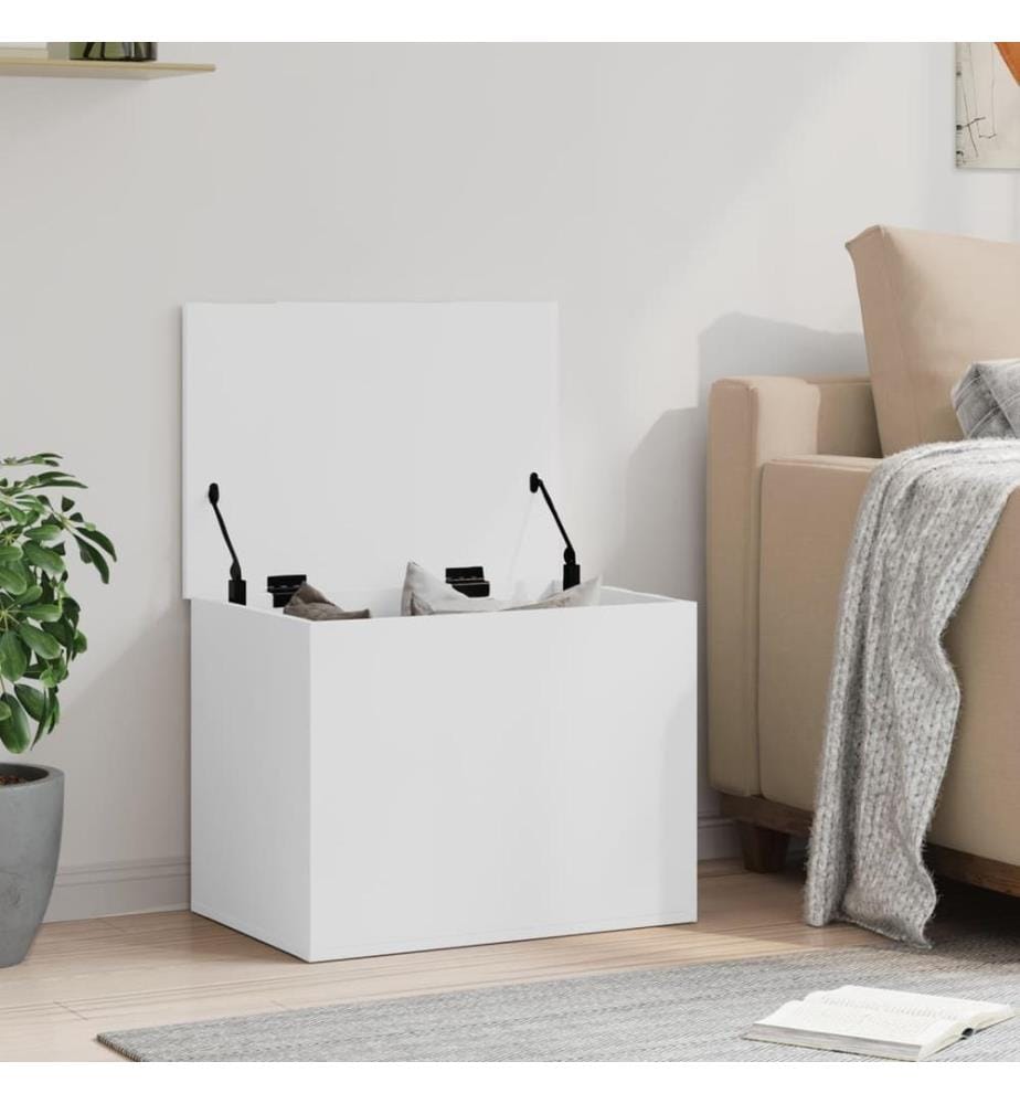 Boîte de rangement blanc 60x42x46 cm bois d'ingénierie