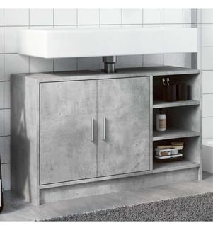 Armoire d'évier gris béton 90x29x55 cm bois d'ingénierie
