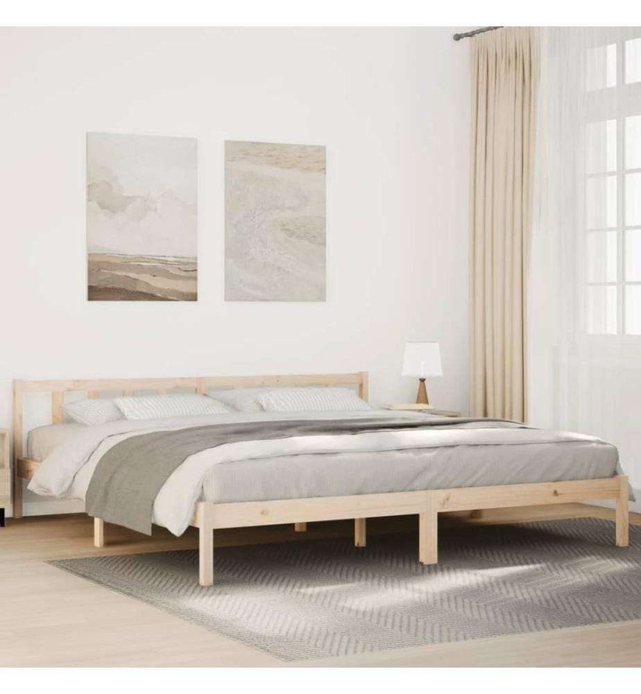 Cadre de lit extra long sans matelas 200x210 cm bois massif pin
