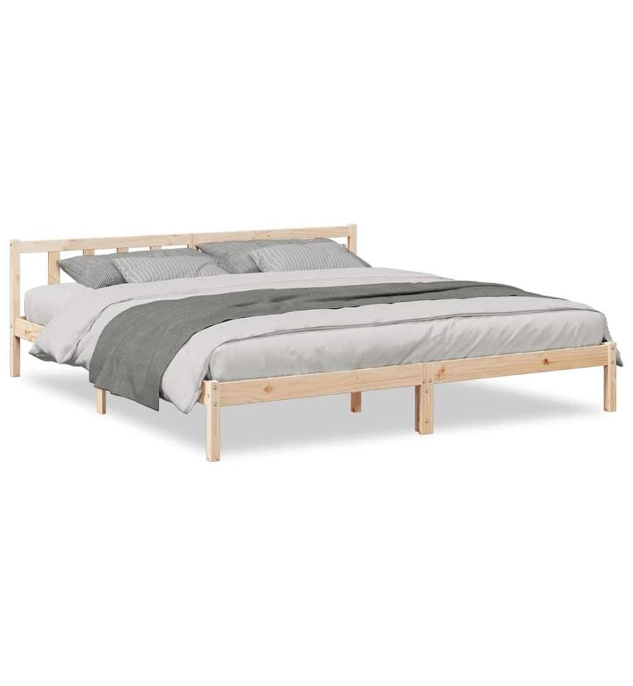 Cadre de lit extra long sans matelas 200x210 cm bois massif pin
