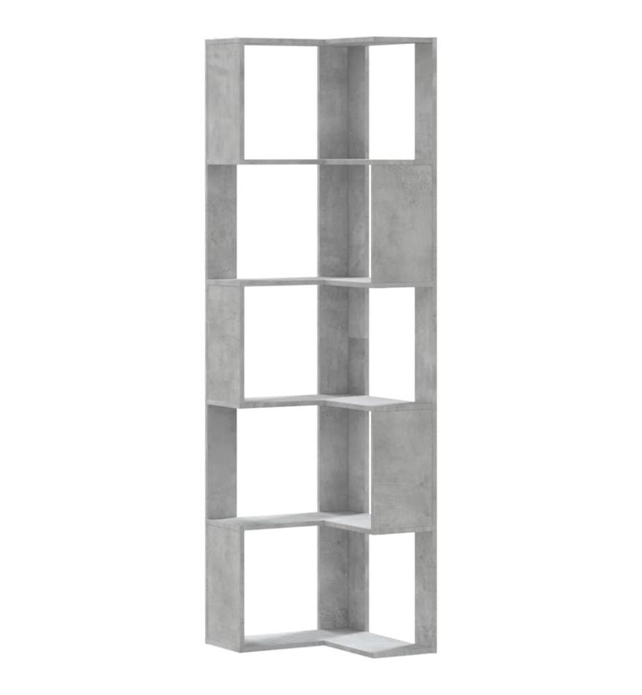 Eck-Bücherregal 5 Böden Betongrau 50x50x179 cm Holzwerkstoff