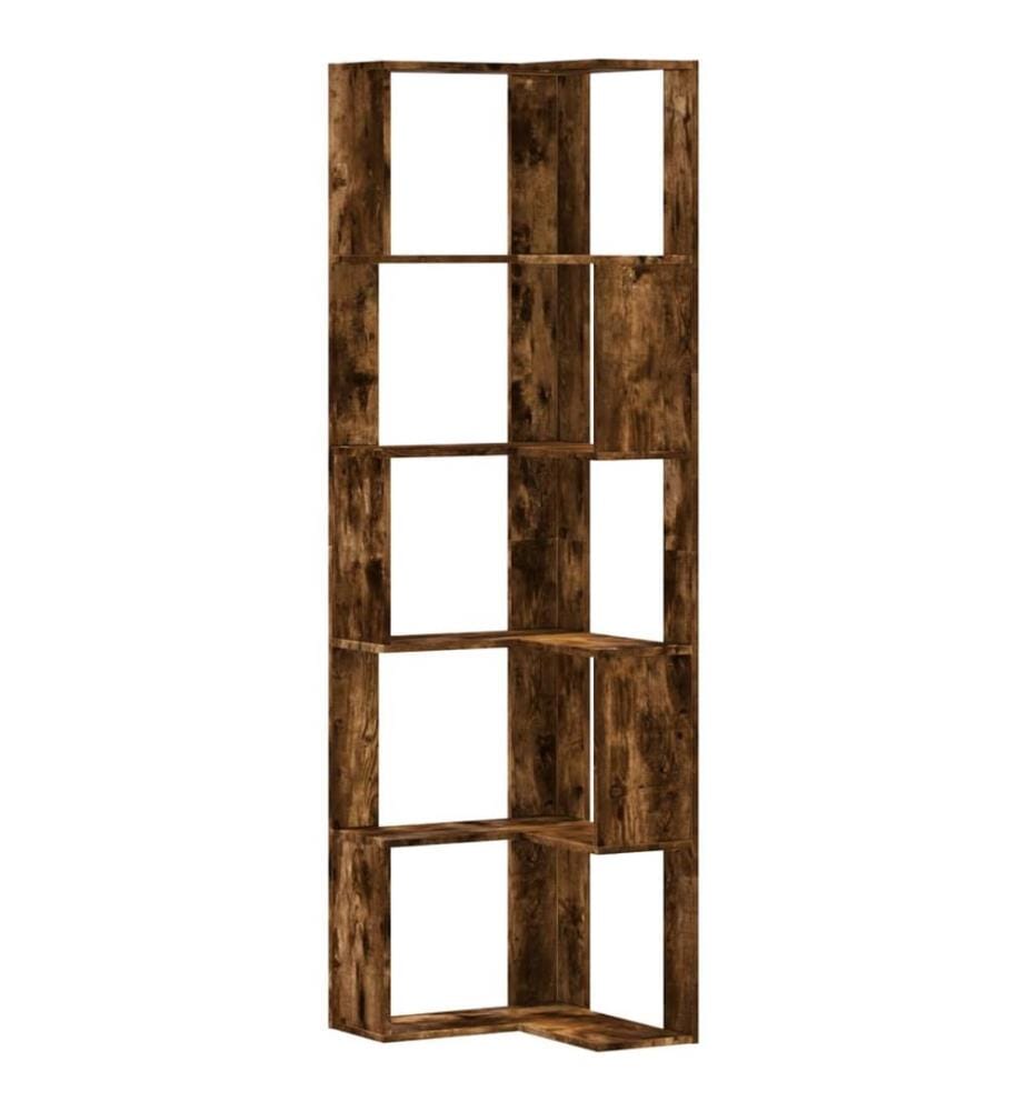 Eck-Bücherregal 5 Böden Räuchereiche 50x50x179 cm Holzwerkstoff