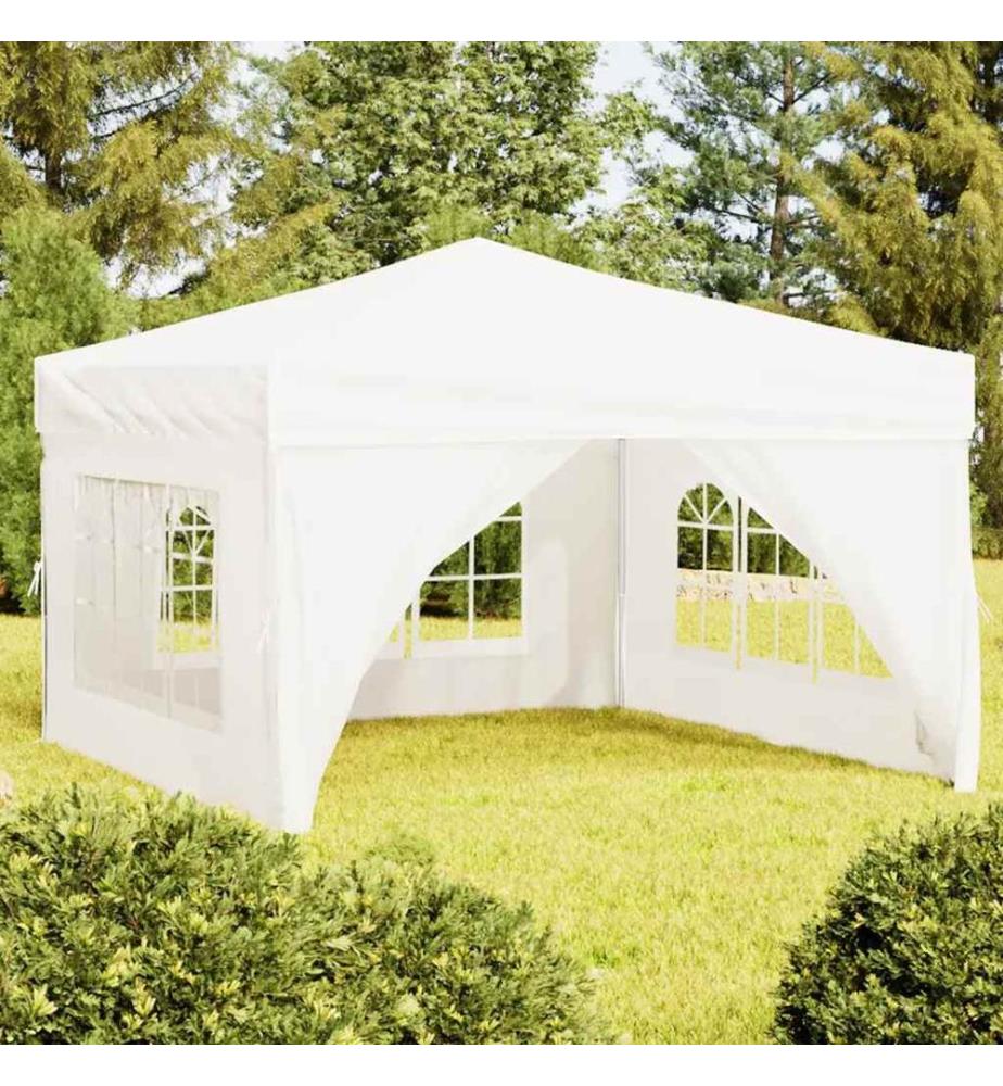 Tente de réception pliable avec parois Blanc 3x3 m