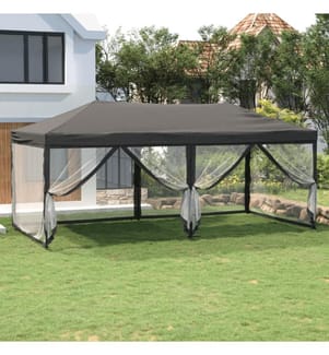 Tente de réception pliable avec parois Anthracite 3x6 m