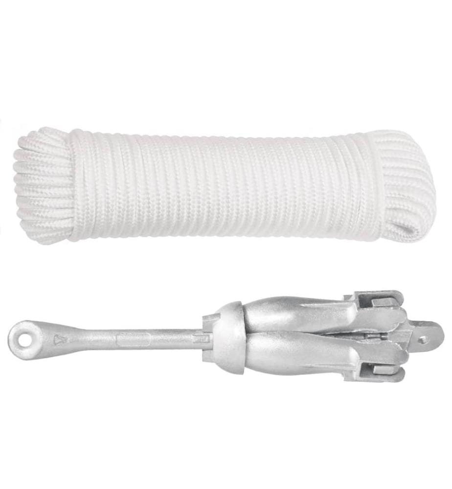 Ancre pliable avec corde argenté 6 kg fonte galvanisée à chaud