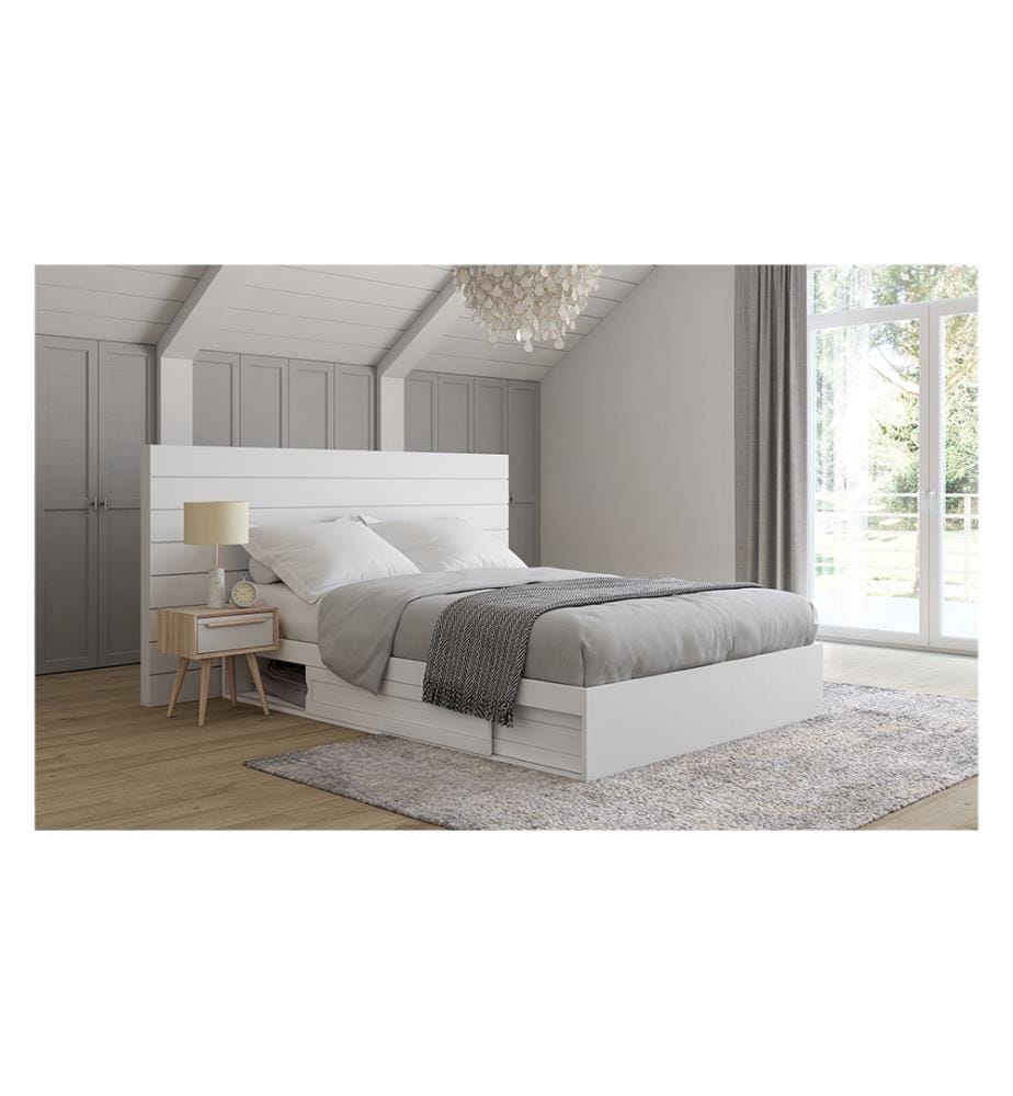 Bettrahmen Orem mit Bettkasten und integriertem Stauraum 140x190cm - Weiss