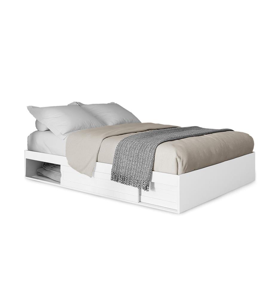 Bettrahmen Orem mit Bettkasten und integriertem Stauraum 140x190cm - Weiss
