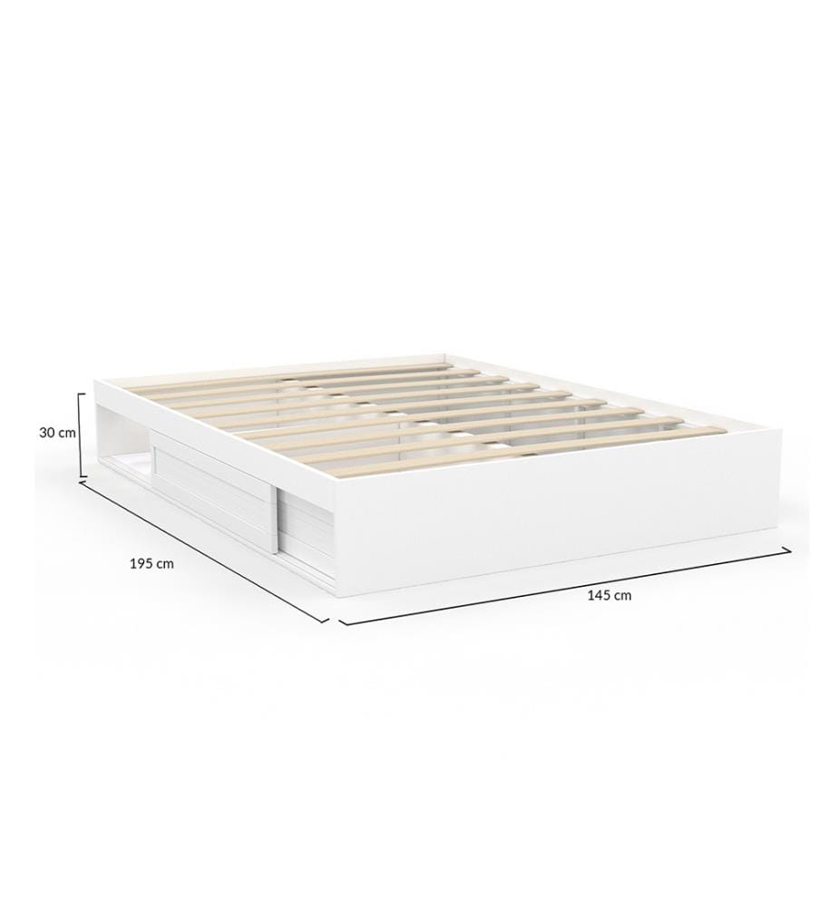 Bettrahmen Orem mit Bettkasten und integriertem Stauraum 140x190cm - Weiss