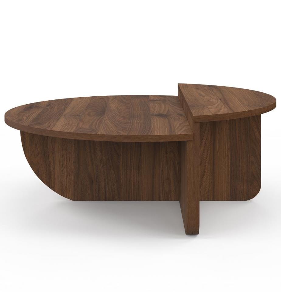 2er-Set asymmetrischer runder Couchtische – Nussbaum