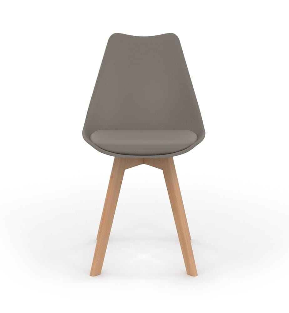 Lot de 4 Chaises Nordia assise taupe et pieds bois