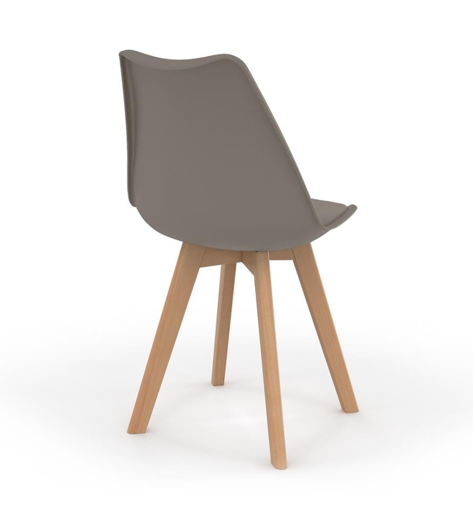 Set aus 6 Stühlen Nordia mit taupefarbener Sitzfläche und Holzbeinen