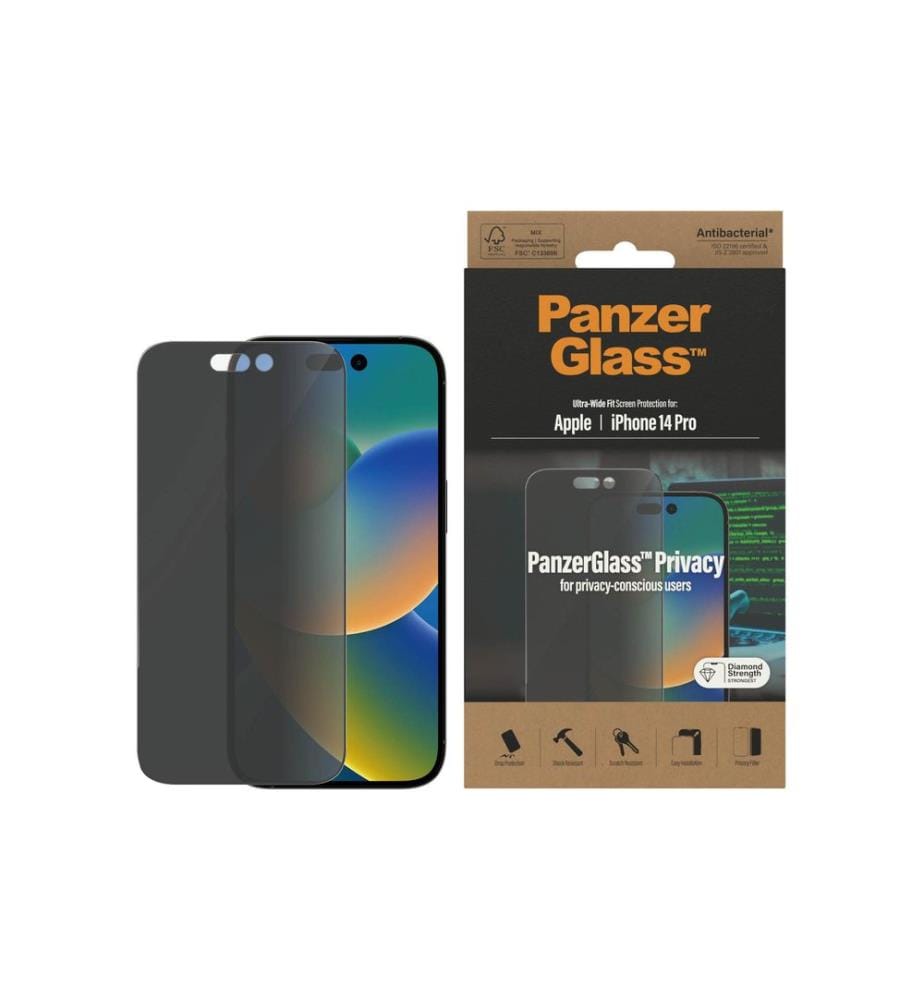 PANZERGLASS - Protection d'écran Ultra Wide Fit Privacy iPhone 14 Pro