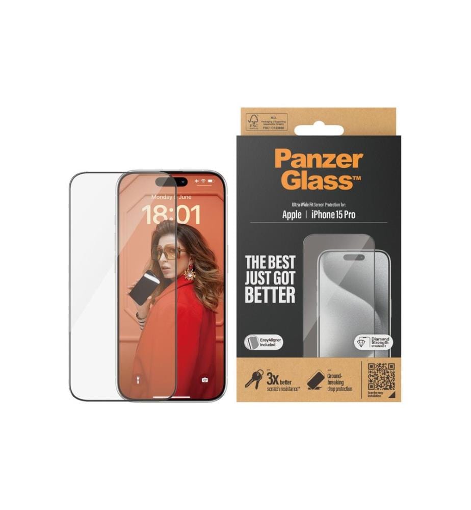 PANZERGLASS - Protection d'écran Ultra Wide Fit iPhone 15 Pro