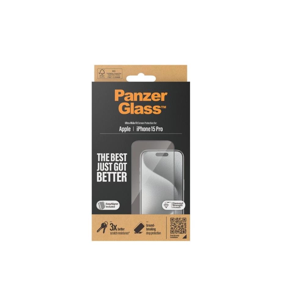 PANZERGLASS - Protection d'écran Ultra Wide Fit iPhone 15 Pro