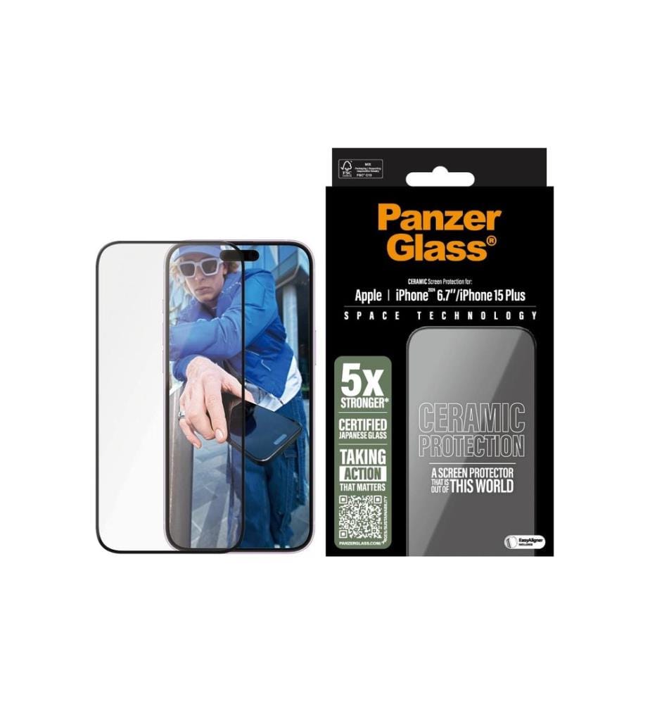 PANZERGLASS - Protection d'écran Ultra Wide Fit Ceramic iPhone 15 Plus/16 Plus