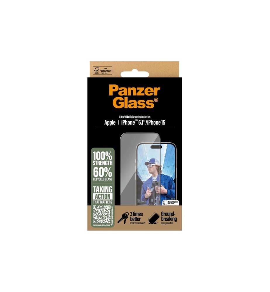 PANZERGLASS - Protection d'écran Ultra Wide Fit iPhone 15/16