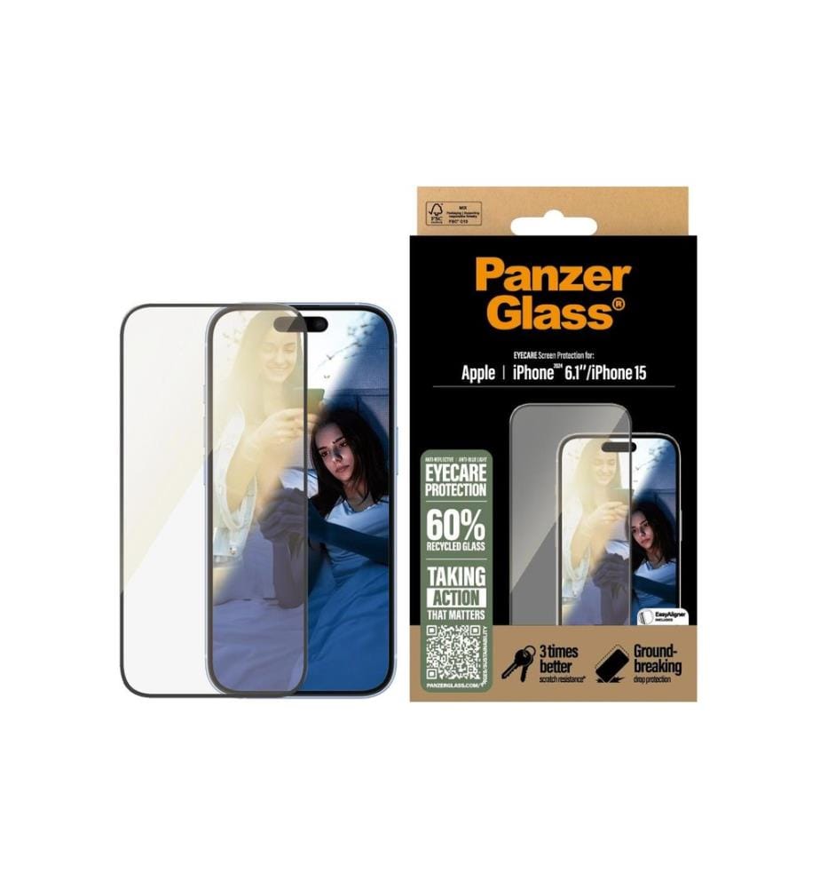 PANZERGLASS - Protection d'écran Ultra Wide Fit EyeCare iPhone 15/16