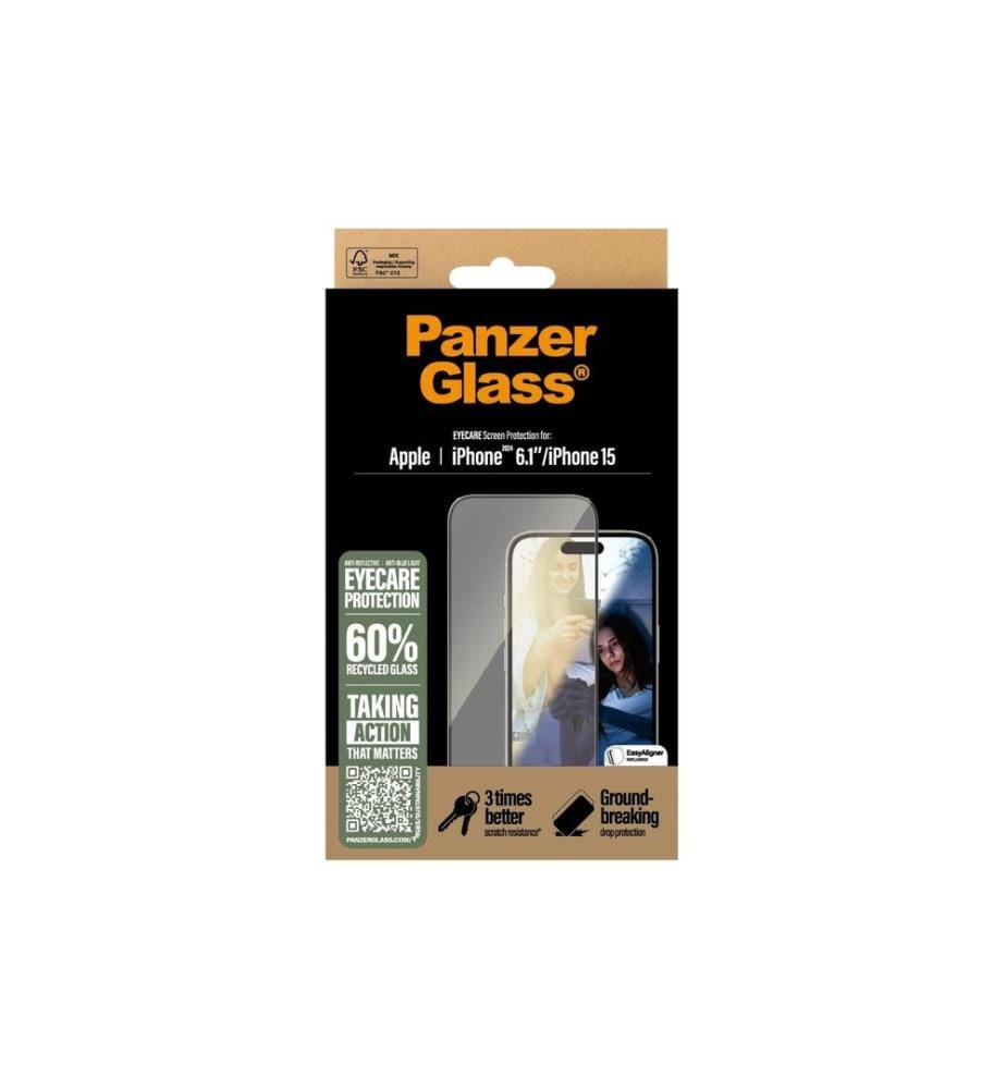 PANZERGLASS - Protection d'écran Ultra Wide Fit EyeCare iPhone 15/16