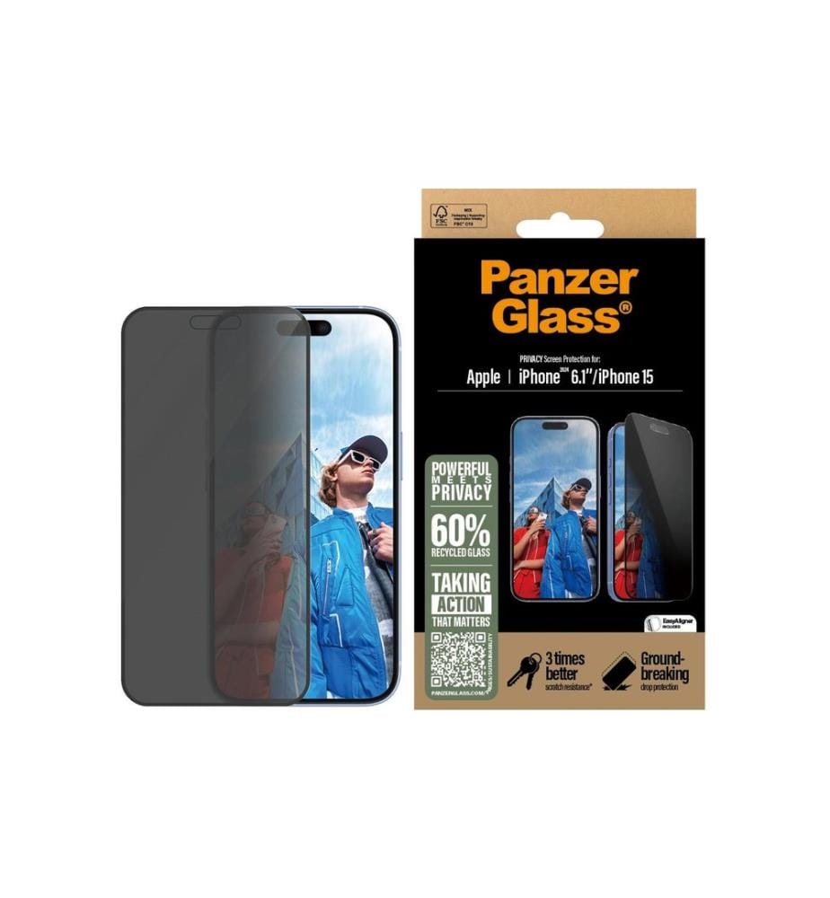 PANZERGLASS - Protection d'écran Ultra Wide Fit Privacy iPhone 15/16