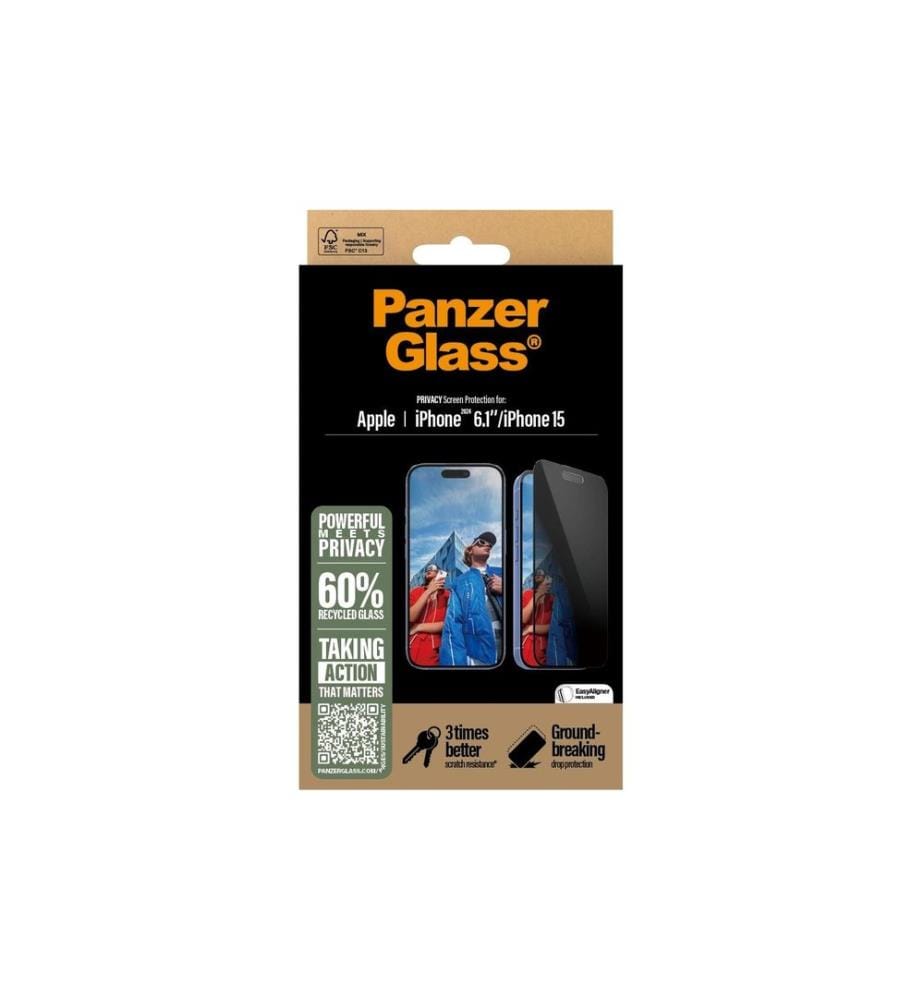 PANZERGLASS - Protection d'écran Ultra Wide Fit Privacy iPhone 15/16
