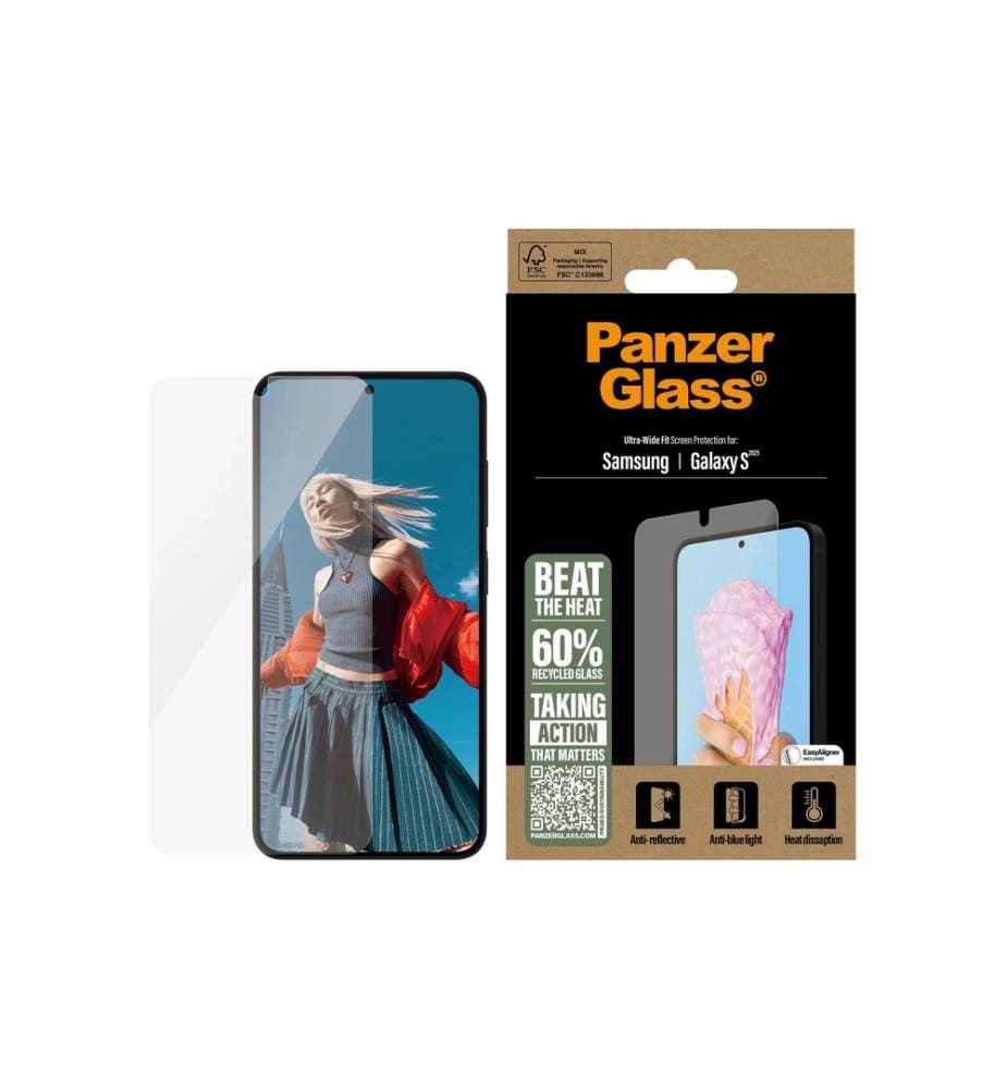 PANZERGLASS - Protection d'écran Ultra Wide Fit All-in-One Galaxy S25