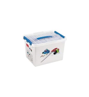 SIGMA HOME - Aufbewahrungsbox Nähkasten Blau/Weiss, 40 x 30 x 26 cm